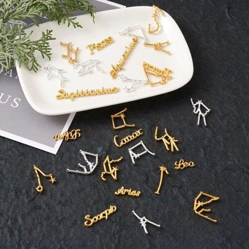 12 Constellation Metal Material for UV Resin Filling Epoxy Mold Open Bezel Charm Jewelry Making DIY