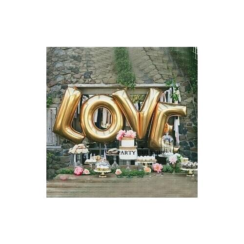 16'' Gold LOVE Helium Foil Ballons Letter Bloon Wedding Party Valentines days Holiday Decoration wholesale with free shipping