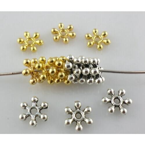 240pcs Tibetan Silver Snowflake Flower Charm Loose Spacer Beads 8mm Bracelet Findings