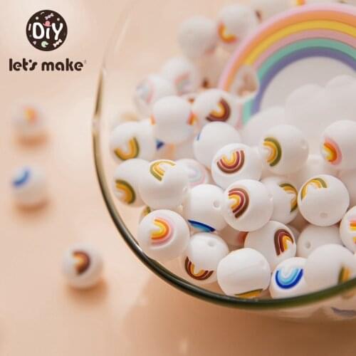 Lets make50pcs Silicone Beads Rainbow Shape Food Grade Rainbow Cloud Beads DIY Pacifier Chain Necklace Baby Teether Accessories