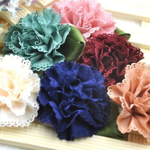 6 pcs Fabric Ribbon Flowers Bows Appliques Wedding Decor Craft Mix A313