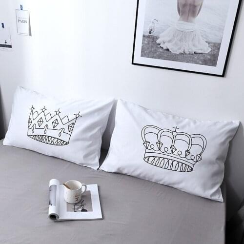 Pillow case letter pillow case white decorative pillows Personality stylish white couple crown LOVE double pillowcase