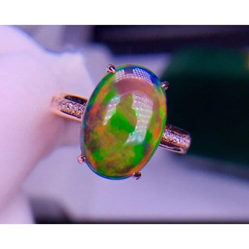 E520 Fine Jewelry Pure 18K Gold Jewelry Natural Black Opal Gemstones 5.75ct Female Rings for Women Fine Ring