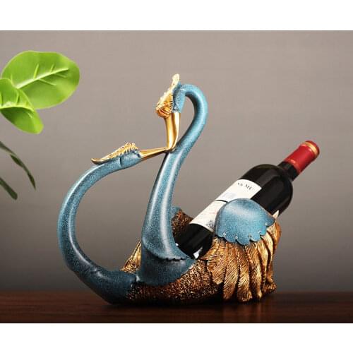 European Creative Ornament Wedding Gift Home Furnishing Decoration Crafts Art Resin Swan Animal Wine Holder Rack