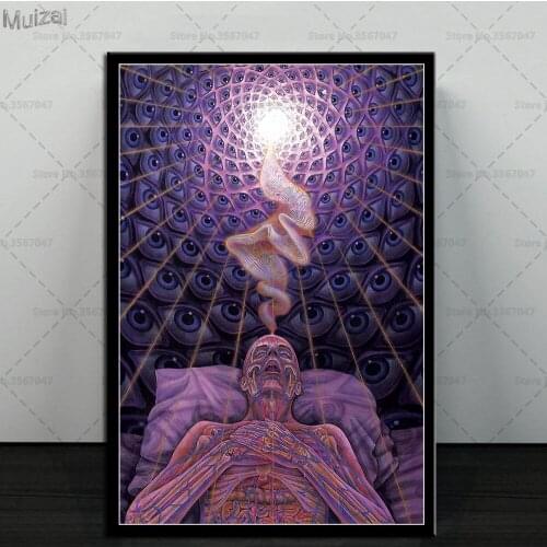 Art Poster Psychedelic Trippy Human Visual Abstract Canvas Retro Wall Painting Pictures Prints for Living Room Home Decor