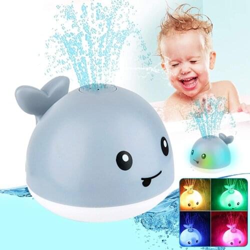 Light Up Whale Bath Toys with LED Light Spray Water Bath Toys for Induction Sprinkler Bathtub Toys Shower Pool Bathroom