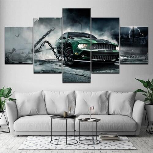 Modern Poster Home Decor Frame Wall Art Pictures For Living Room 5 Pieces Ford Mustang Car Painting Canvas HD Printed Artwork