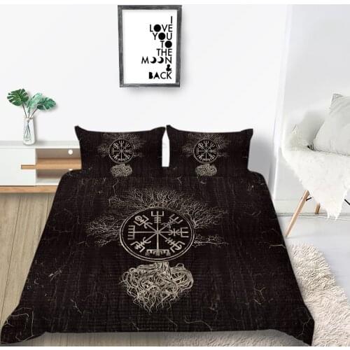 Thumbedding Ancient Script Bedding Set High End Retro Style Duvet Cover Black Soft King Queen Twin Full Single Double Bed Set