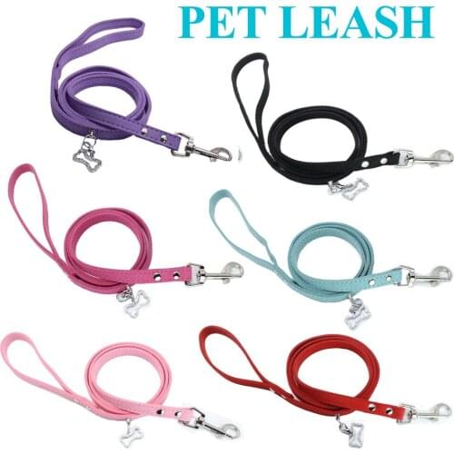 Multicolor Pet Leash Suede Fabric Solid Bone Shape Pendant Dog Leash For Small Medium Dog Durable Pet Harness Supplies Cat Leash