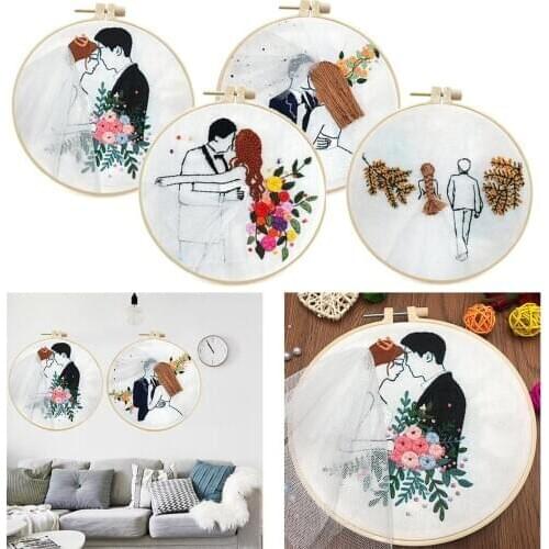 Needle Embroidery Kit with Basic Tools Wedding Valentines Day Decoration A
