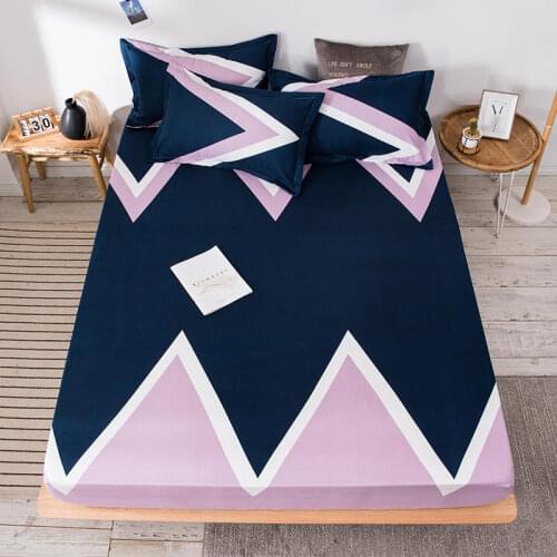 New100%Polyester Printed Fitted Sheet Mattress Cover Four Corners With Elastic Band Bed Sheet(no pillowcases)