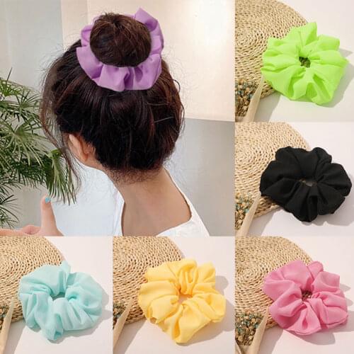 New Arrival Fashion Women Lovely Chiffon Hair Bands Candy Color Hair Scrunchies Girls Hair Tie Accessories Ponytail Holder