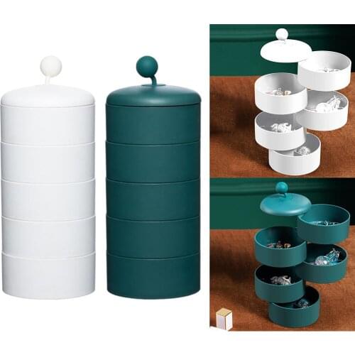 5 Layers Jewelry Organizer Box 360°Rotating Showcase Storage Organizer Rings Bracelet Earrings Holder for Girls Mother Women