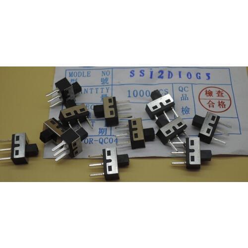 10PCS SS12D10 SS12D10G5 toggle switch 3Pins straight feet 1P2T handle high 5mm spacing of 4.7mm 3A 250V