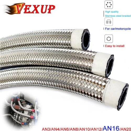 Braided Oil Line Fuel Hose Oil Gasoline Brake Line Hose AN16 for Car and Racing Motorcycle Hose 1Meter AN3 AN4 AN6 AN8 AN10 AN12