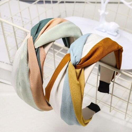 Rainbow Twist Knotted Hair Bands Girls Hairbands Wide Hair Hoop Headbands Cross Knot Bowknot Fashion Womens Hair Accessories