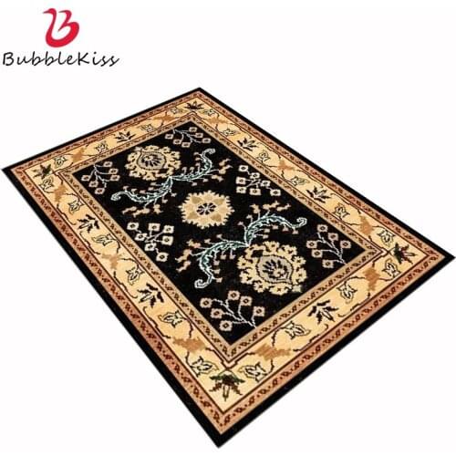 Bubble Kiss 2020 New European Style Floral Ethnic Style Living Room Carpet Yellow And Black Retro Bedroom Bedside Mat Carpet