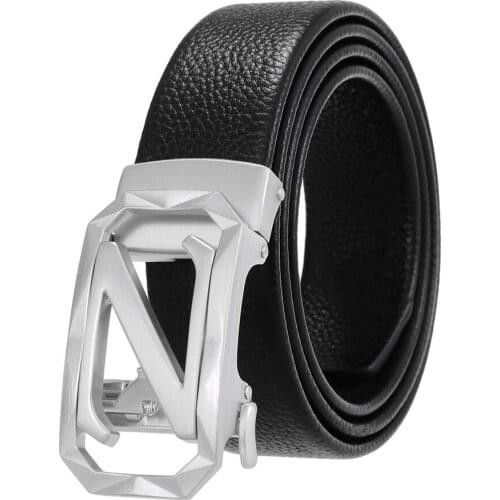Mens Leather Ratchet Belt Fashion Men Automatic Buckle Belt NEW Vintage Buckle Leather Belts for Men Length:110-130cmm