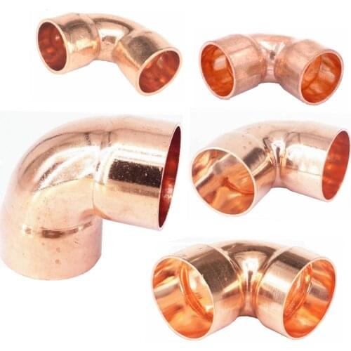 Inner Dia*Thickness 22-54mm 90 Angle Equal Elbow Copper End Feed Pipe Fitting Air Condition Refrigeration Gas Water Oil