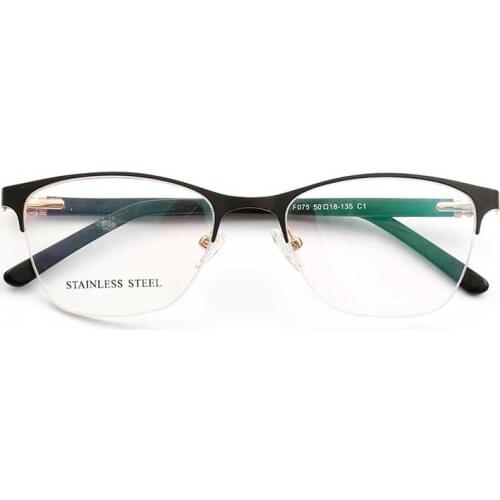 YOUTOP Half-rim Fashion Big Square Eyeglasses Striped Stainless Steel eyewear Frame Mens Retro Anti-Bule Ray Frame F075
