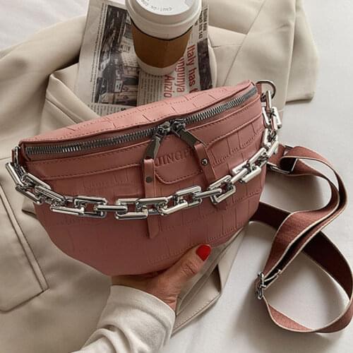 Chain Fanny pack Woman Waist Belt Bag Luxury Crossbody Chest pack Waist Bags Fashion Leather Phone Pack And Purse Female Hip Bag