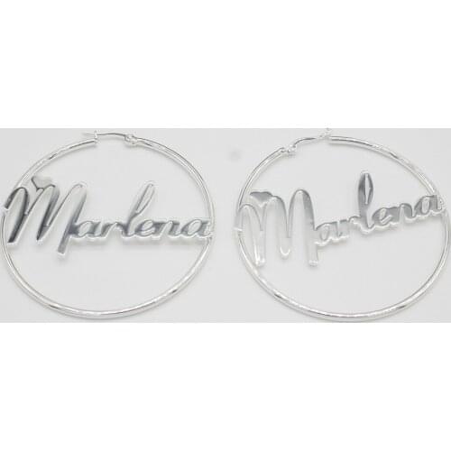Custom Hoop Earrings For Women Stainless Steel Earring 30-100mm Large Custom Name Earrings Symbol Round Hoop Gifts Brincos