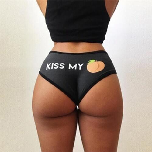 Lady Sexy Panties Mature Women Briefs All-Match Breathable Comfortable Panties Mutandine Kiss Me Peach Pattern Pantie