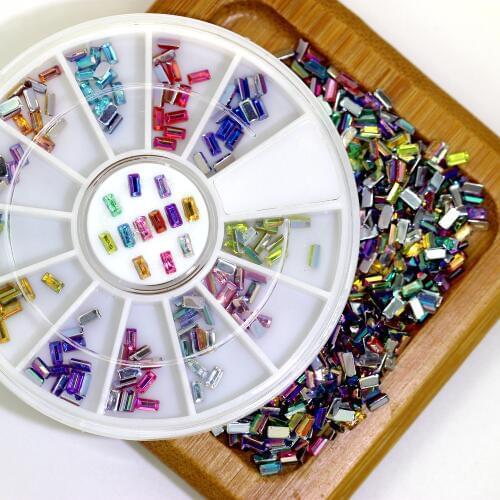 1G 2x4mm Rectangle-Shaped Shiny AB Colors Nail Stickers High Shine Sparkling Naill Diamonds Glitter Decoration Decals