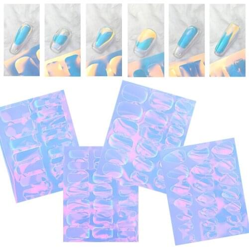 1 Sheet Holographic Aurora Film Nail Glass Foil Stickers Sparkly Ice Cube Broken Paper Summer Cellophane Nails Decoration Wraps