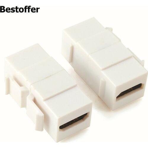 10 Pieces /lot HDMI Keystone Insert Coupler HD Wall Plate Cable Adapter Female to Jack White