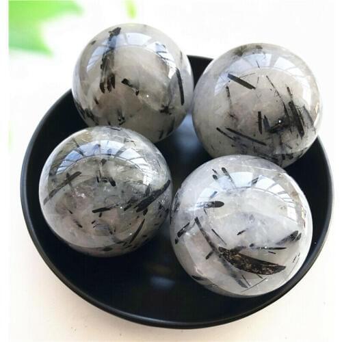 2 Sizes 160-240g Natural Black Tourmaline Ball Crystal Quartz Sphere Healing Stone Decoration Natural Stones and Minerals