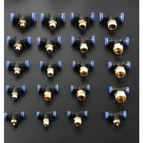 2PCS Pneumatic Tee Union Connector Tube One Touch Push In Air Fitting 4-12mm