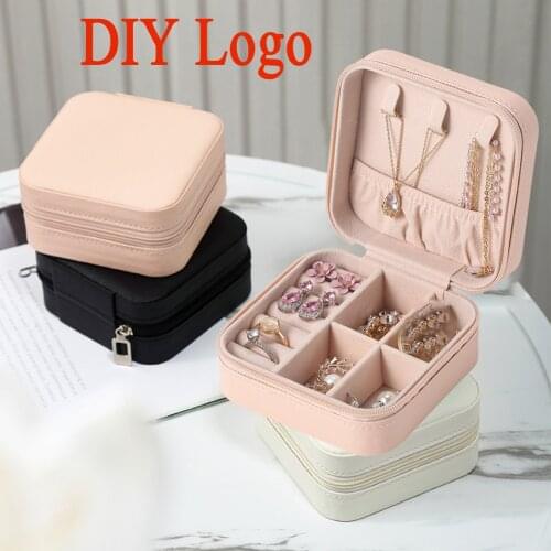 2021 Jewelry Organizer DIY Logo Custom Personalize Portable Jewelry Case Leather Storage Box Joyeros Organizador De Joyas