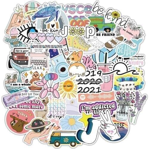 50PCS Cartoon Girl Stickers For Children Skateboard Scrapbook Suitcase Waterproof Sticker Travel Luggage Laptop Stickers Pack