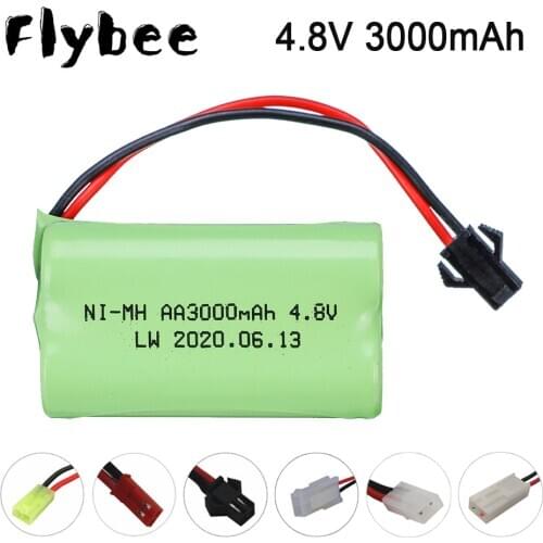 4.8v 3000mah NiMH Battery For Rc toys Cars Tanks Robots Boats Guns AA 4.8 v 3000 mah Rechargeable Battery Pack SM/JST/EL-2P