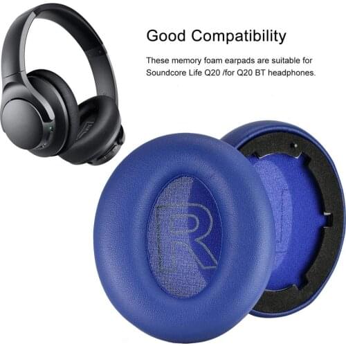 For Anker Soundcore Life Q20 /Q20 BT Memory Foam Earpads Replacement Ear Cups Sound Insulation Anti-fall Earmuffs Soundcore Life