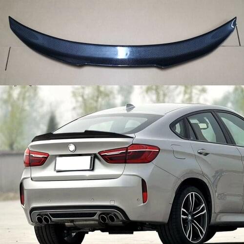 PSM Style Real Carbon Fiber Car Rear Trunk Boot Lip Spoiler Wing Big For BMW X6 Series F16 F86 X6 X6M SUV 2015 2016 2017 2018