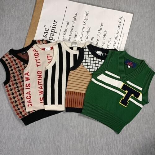 BOBOZONE cartoon sleeveless sweaters for kids boys girls baby