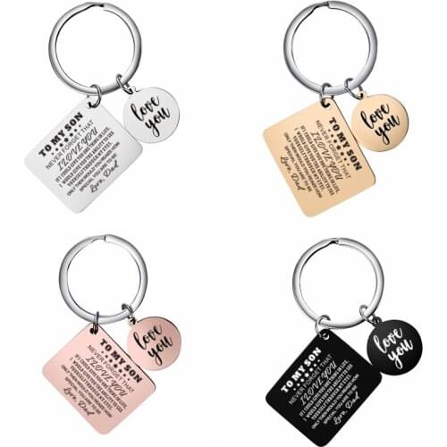 Stainless Steel Square Round Key Chains To My Son Love Dad Key Chain from DAD to Son Daughter Inspire Courage Accessories