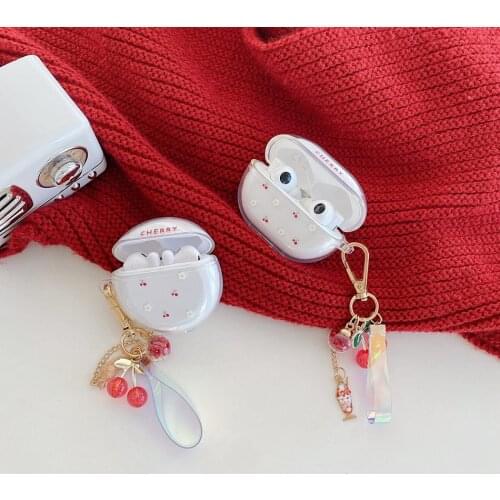 For huawei freebuds 3 / freebuds PRO Case Cute Sweet cherry Keychain Silicone Earphone Cover funny for huawei freebuds PRO Cover