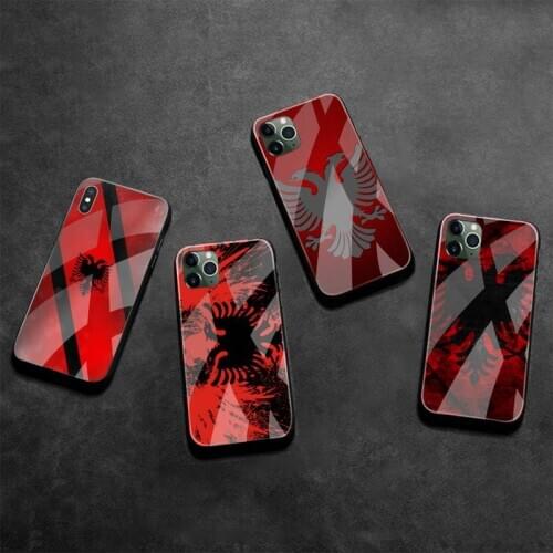 Albania flag Phone Case Tempered Glass For iPhone 12 pro max mini 11 Pro XR XS MAX 8 X 7 6S 6 Plus SE 2020 case