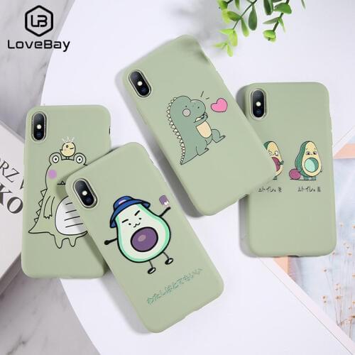 Lovebay Cartoon Lovely Dinosaur Avocado Case For iPhone 11 Pro Max X 7 7plus 8 8plus XR XS Max 5 5S SE 6S 6Plus Covers Soft TPU