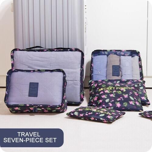 7 PCS Travel Storage Bags Set Travel Organizer Bags Case For Clothing Waterproof Wardrobe Suitcase Flat Pocket Shoes Laundry Bag