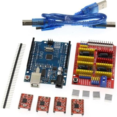 Cnc Shielded V3 Engraving Machine 3D Printer + A4988 Drive Expansion Board for Uno R3 with USB Cable