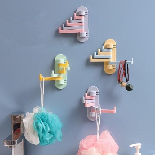 Seamless Adhesive Hook Rotatable Strong Bearing Stick Hook Kitchen Wall Hanger Bathroom Kitchen Wall Hooks Accessories Organizer