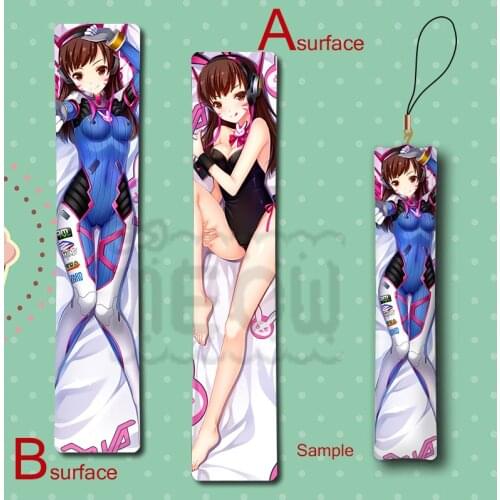 Hot Game D.Va Cool Anime Mini Dakimakura Keychain Badge Pillow Hanging Decoration Phone Strap