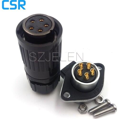 HP20, waterproof connector 5pin plug(female) and socket(male), IP67, LED outdoor cable installation connector