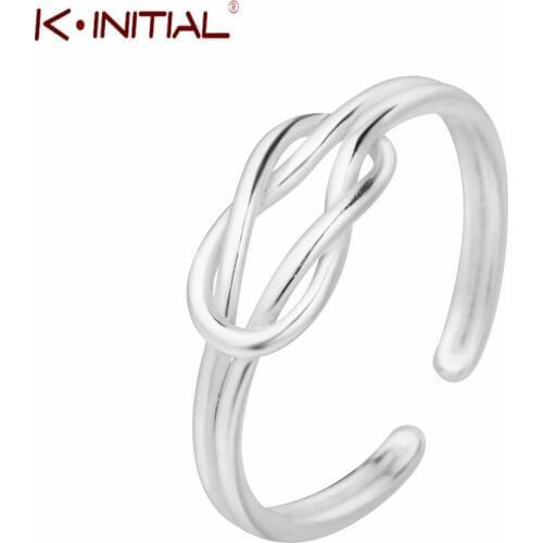 Kinitial 1Pcs Silver Color Infinity Rings Best Love Promise Infinity Symbol Rings Knot Ring for Women Open Cross Jewelry