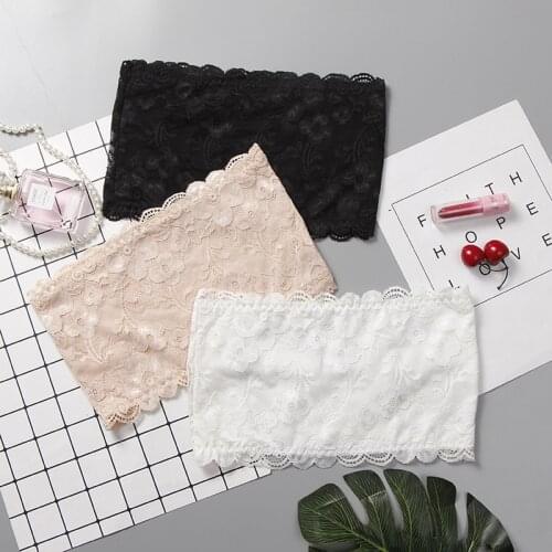 2 Pieces Crop Top Women Lace Tube Top Wrap Chest Anti-Glare Primer Underwear Tops Lingerie Sweet Thin Bra Modal Soft Comfortable