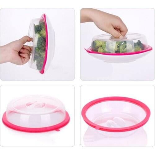 Microwave Oven Plate Cover Non Stick Plastic Clear Dish Lid Table Dustproof